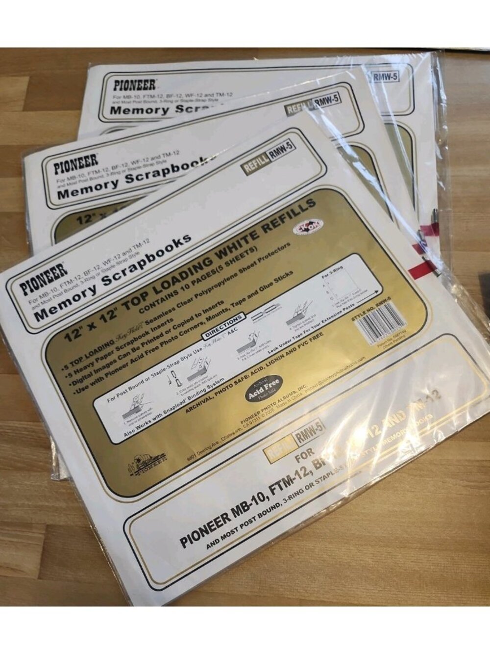 3- NIP Pioneer Scrapbook 12 x 12 Top Loading White Refills 3x10 NEW